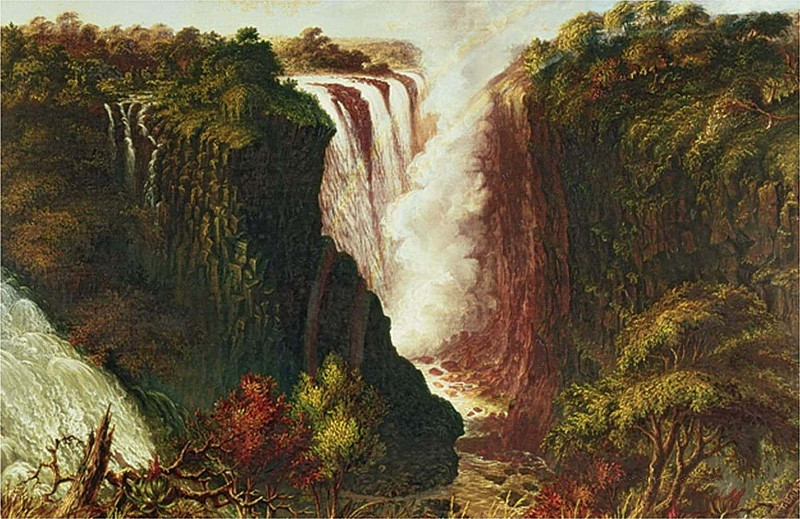 Victoria Falls from Western End of Chasm. Thomas Baines