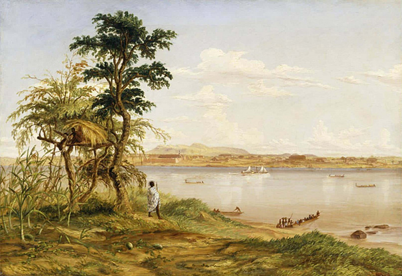 Town of Tete from the North Shore of the Zambezi. Thomas Baines