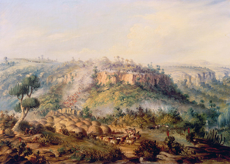 Attack on Stocks Kraall in the Fish River Bush. Thomas Baines