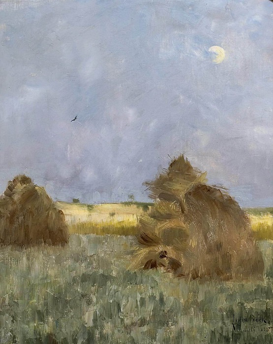 Hay-Cocks by Moonlight. Julia Beck