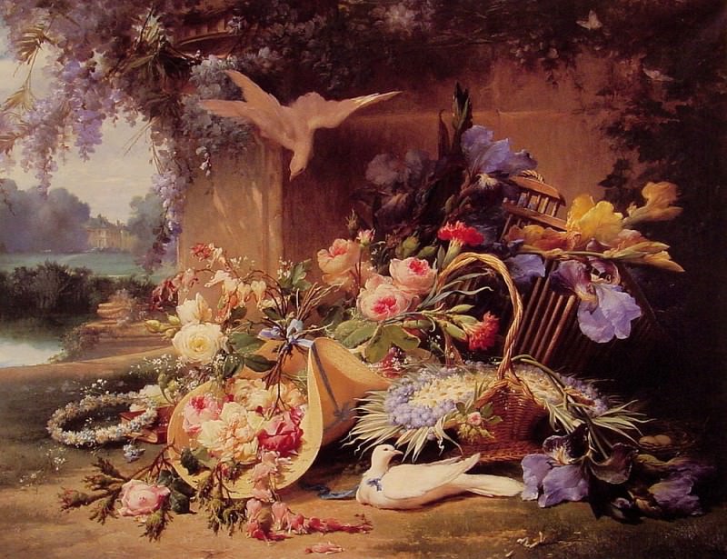 Elegant Still Life with Flowers. Eugene Bidau
