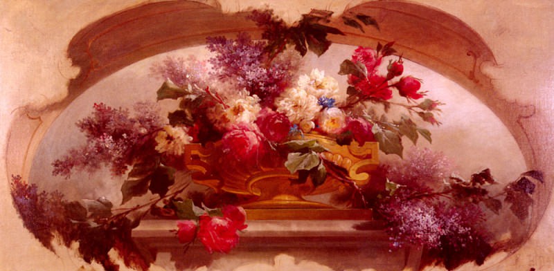 Flowers In A Gilt Vase. Eugene Bidau