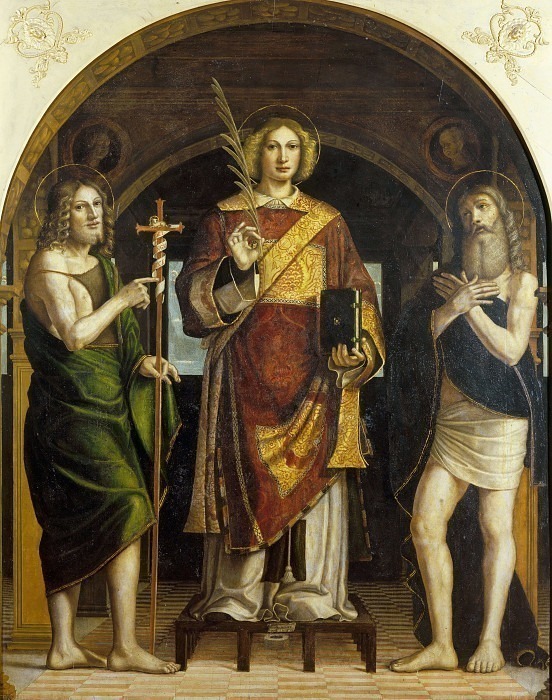 San Lorenzo between Saints John the Baptist and Barnabas. Antonio Boselli