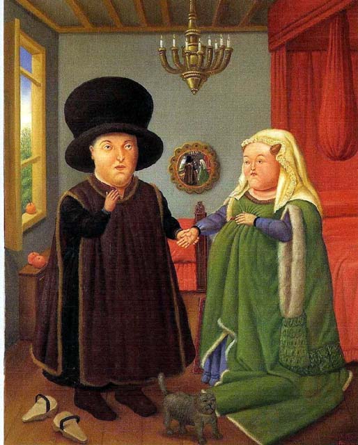 I coniugi Arnolfini da Van Eyck. Fernando Botero