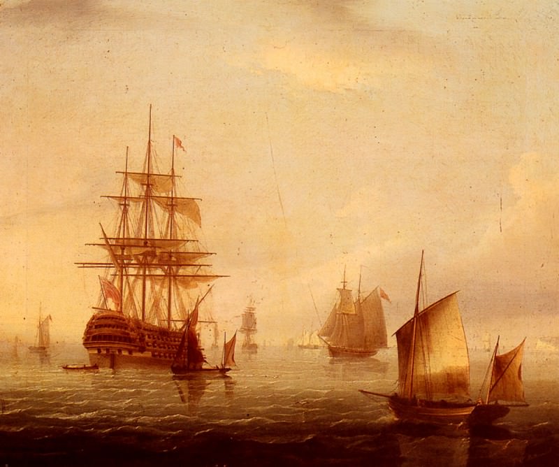 Sailing Vessels Off A Coastline. James Edward Buttersworth