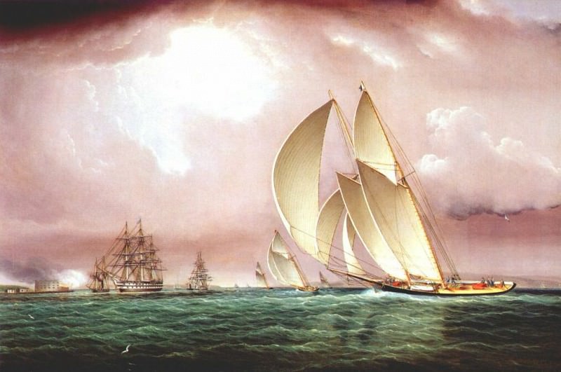 yachting race in new york harbor. James Edward Buttersworth