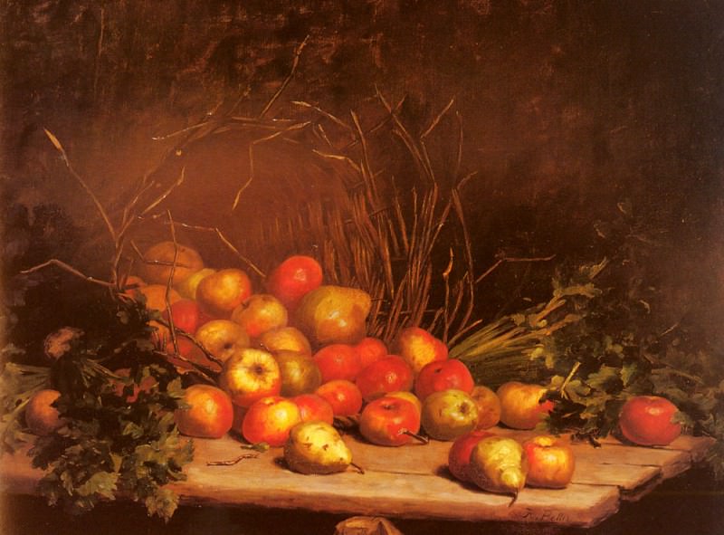 An Overturned Basket Of Fruit And Vegatables. Hubert Bellis