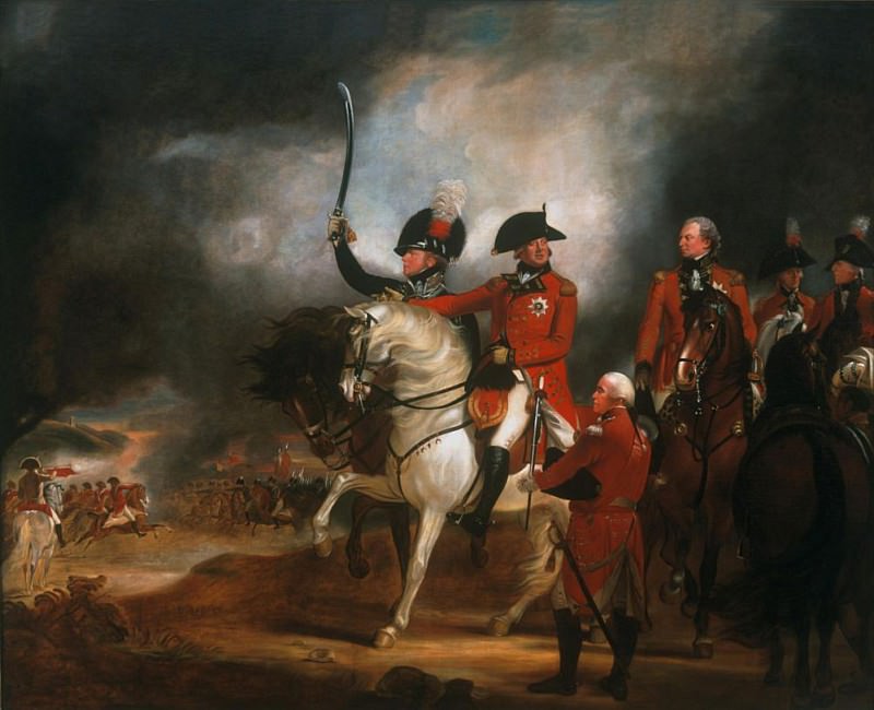 King George III (1738-1820), and the Prince of Wales (1762-1830) Reviewing the 3rd Regiment of the Dragoon Guards. Sir Henry William Beechey