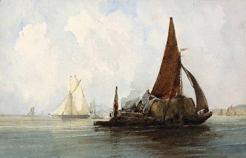Hay Barge in a Calm Sea. Charles Bentley