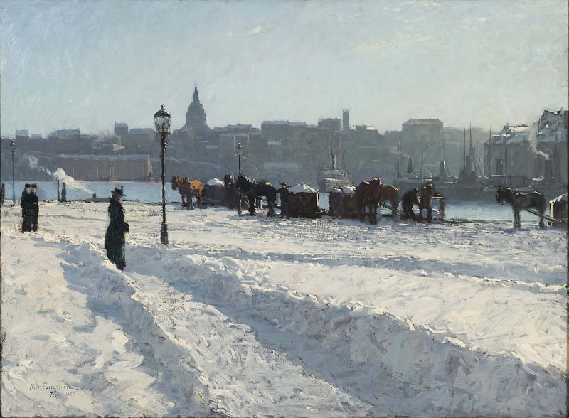 Winter Scene from the Stockholm Waterfront, Alfred Bergström