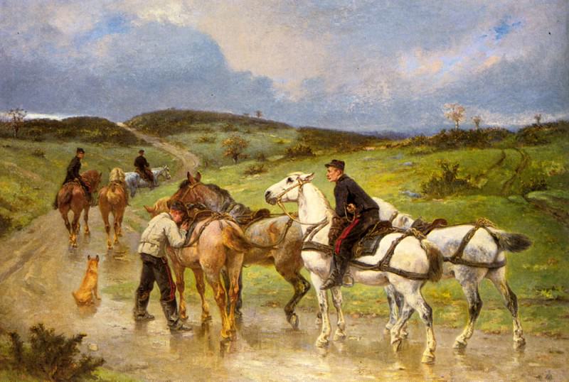 Changing Horses. Houard Pierre Auguste Brunet