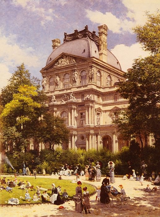 Сады Карусель и дворец Ришелье в Париже. Беру Луи