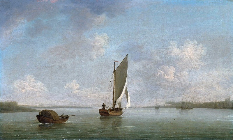 A Smack Under Sail in a Light Breeze in a River, Charles Brooking