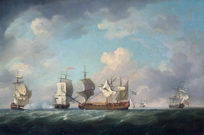 The Capture of the “Marquis d’Antin” and the “Louis Erasme”, Charles Brooking
