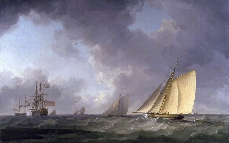 Cutter Close Hauled in a Fresh Breeze, with Other Shipping, Charles Brooking