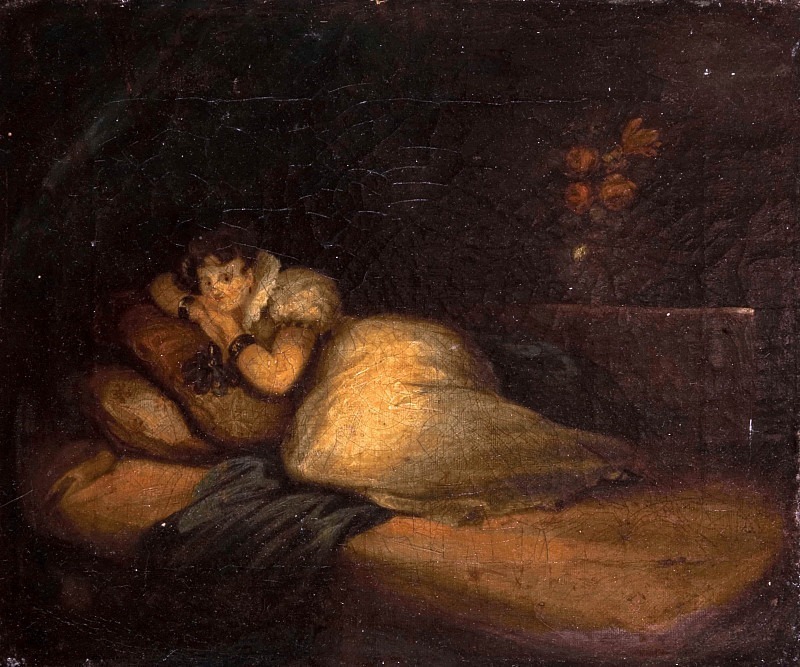 Интерьер с женщиной на кровати. Джон Дэниел Бонд