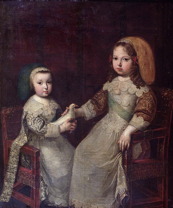 King Louis XIV (1638-1715) as a child with Philippe I Duke of Orleans (1640-1701). Charles Beaubrun