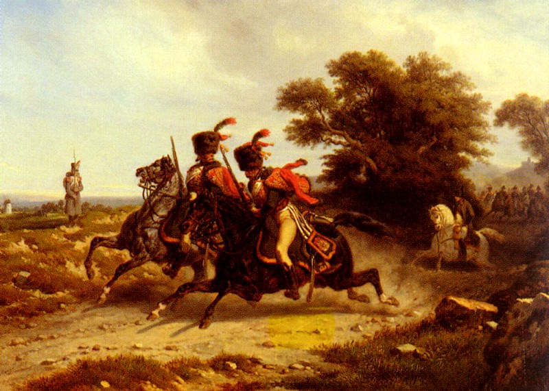 Hussards Escortant Napoleon. Joseph Louis Hippolyte Bellange