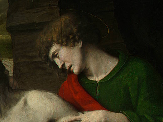Pieta, 1520s, 175.8x98.5 cm, Detalj 4, NG. Moretto da Brescia (Alessandro Bonvicino)
