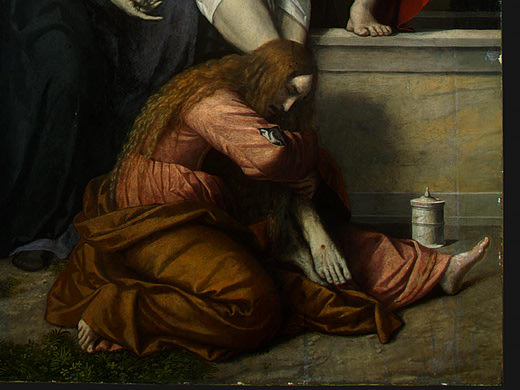 Pieta, 1520s, 175.8x98.5 cm, Detalj 5, NG. Moretto da Brescia (Alessandro Bonvicino)