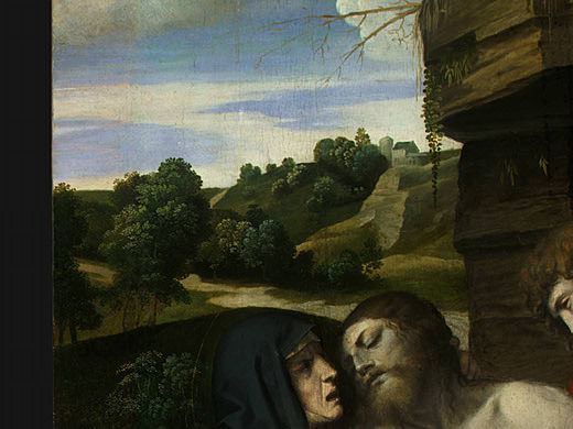 Pieta, 1520s, 175.8x98.5 cm, Detalj 1, NG. Moretto da Brescia (Alessandro Bonvicino)