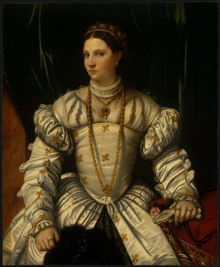 Портрет дамы в белом, ок.1540. Моретто да Брешиа (Алессандро Бонвичино)