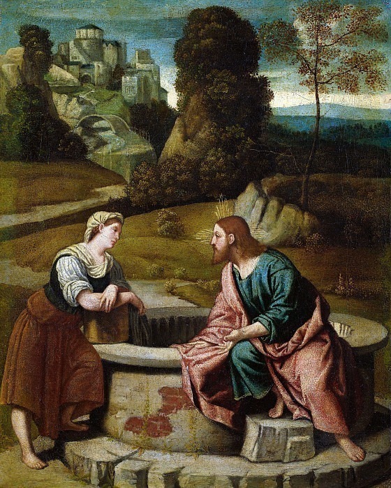Christ and the Samaritan woman. Moretto da Brescia (Alessandro Bonvicino)