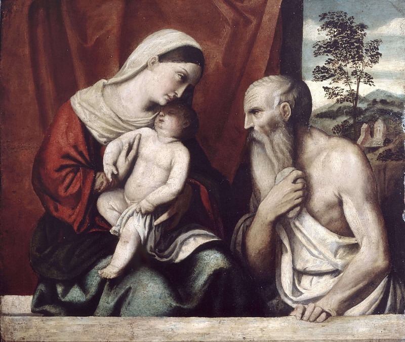 Мадонна с младенцем и святым Иеронимом (копия Моретто). Моретто да Брешиа (Алессандро Бонвичино) (Мастерская)