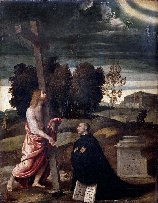 Christ carrying the cross and a devotee. Moretto da Brescia (Alessandro Bonvicino)