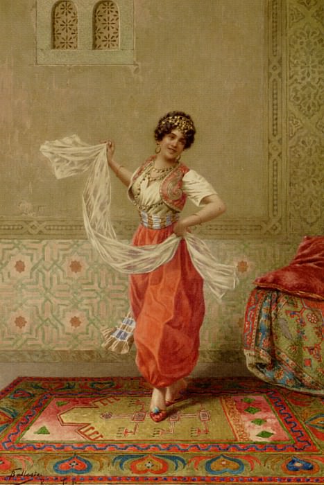 Восточная танцовщица, карандаш, акварель и гуашь на бумаге. Франческо Баллесио