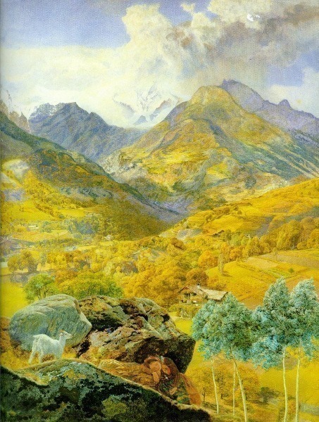 The Val d Aosta 1858 88x68cm. John Brett