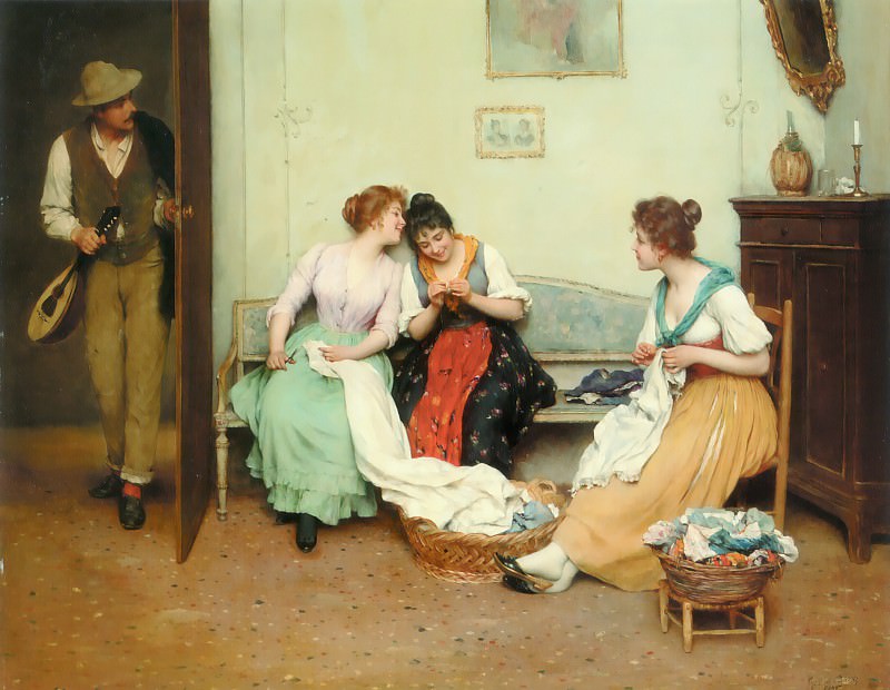 The Friendly Gossips. Eugene De Blaas