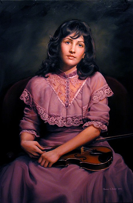 Kathleen with violin. Thomas Baker