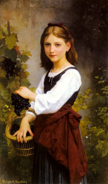 A Young Girl Holding A Basket Of Grapes. Elizabeth Jane Gardner (Bouguereau)