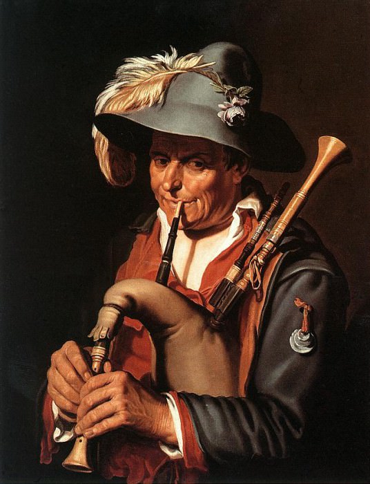 Музыкант, играющий на волынке. Абрахам Блумарт