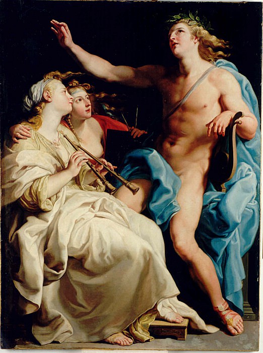 Batoni Apollo and two Muses. Pompeo Girolamo Batoni