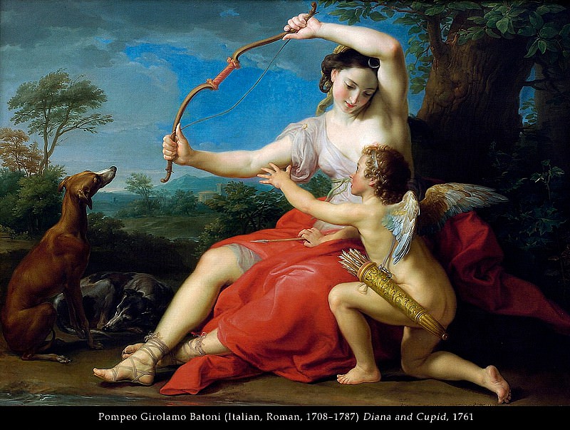 Batoni. Diana and Cupid (1761). Pompeo Girolamo Batoni