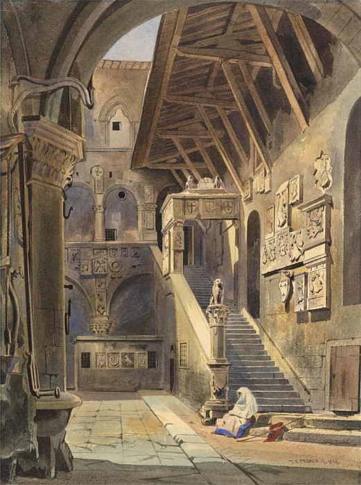 Court of the Bargello, Florence. Thomas Hartley Cromek
