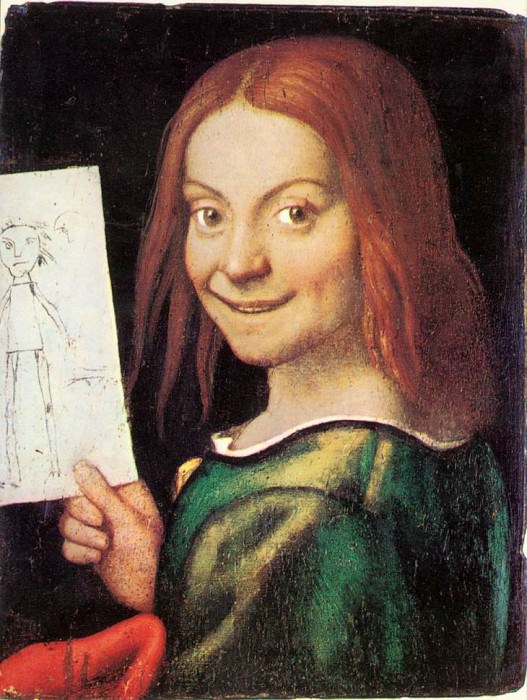 Рыжеволосая девочка с рисунком в руке. Джованни Франческо Карото