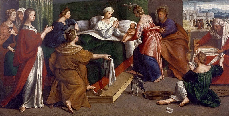 Nativity of Mary (altar of the Madonna in San Bernardino in Verona). Giovanni Francesco Caroto
