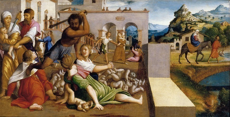 Massacre of the Innocents and Flight into Egypt. Giovanni Francesco Caroto