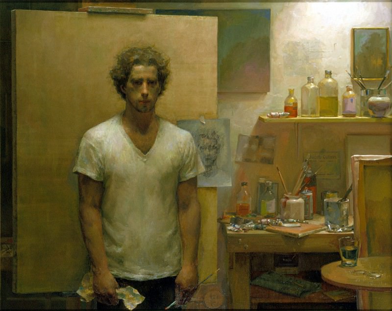 Self Portrait with canvas. Jacob Collins