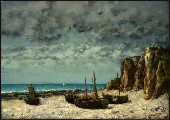 Boats on a Beach, Etretat. Gustave Courbet