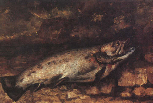 The Trout, 1873, oil on canvas, Musee dOrsay at Par. Gustave Courbet