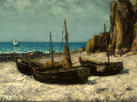 Boats on a Beach, Etretat. Gustave Courbet (detail)