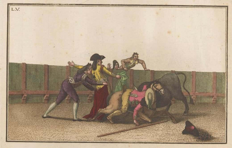 Picador Fallen from His Horse (series title: Collection of the Main Maneuvers of a Bullfight). Antonio Carnicero