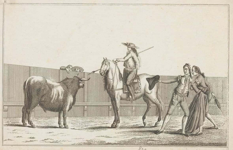 Picador Aiming His Lance at a Bull (Collection of the Main Maneuvers of a Bullfight). Antonio Carnicero