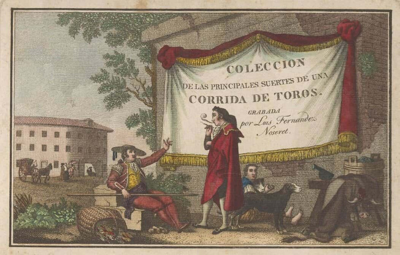 Title Page with Bullfighters and a Bull’s Hide. Antonio Carnicero
