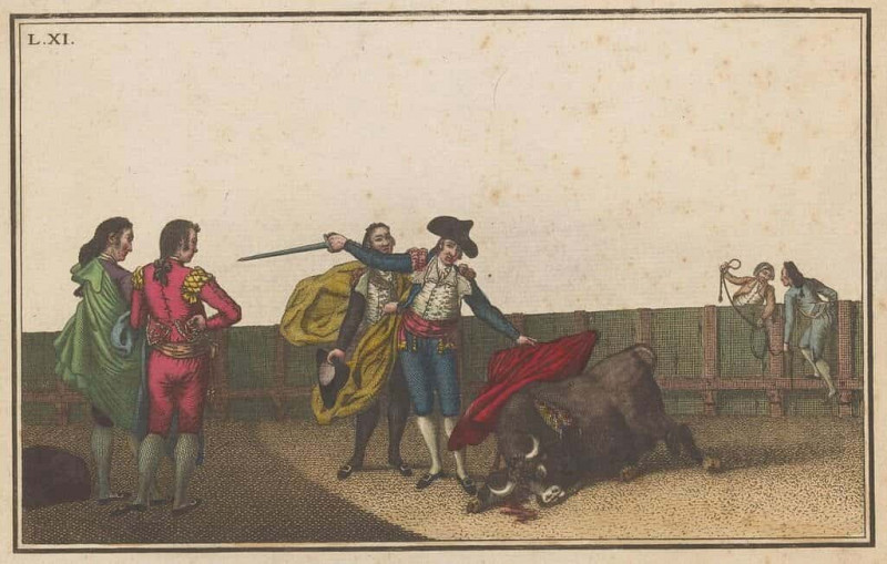 Bull Stabbed by a Matador (Collection of the Principal Maneuvers of a Bullfight). Antonio Carnicero