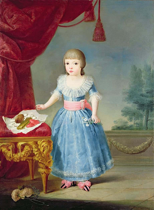 Girl in a Blue Dress by a Table of Sweetmeats. Antonio Carnicero